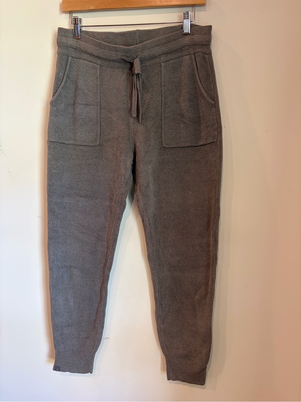 Barefoot Dreams Taupe Knit Joggers with Drawstring